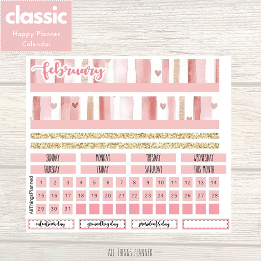 Classic Feb. (Love Bliss) Monthly Calendar