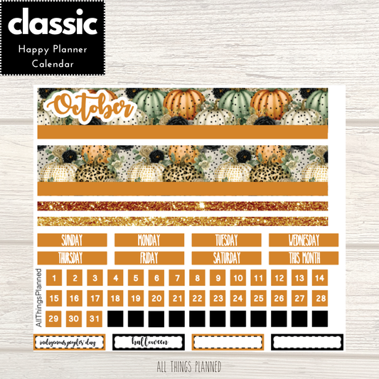Classic Oct. (Pumpkins) Monthly Calendar