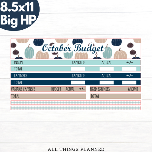 8.5x11 | Big | Oct. (Blue Pumpkins) Budget Kit