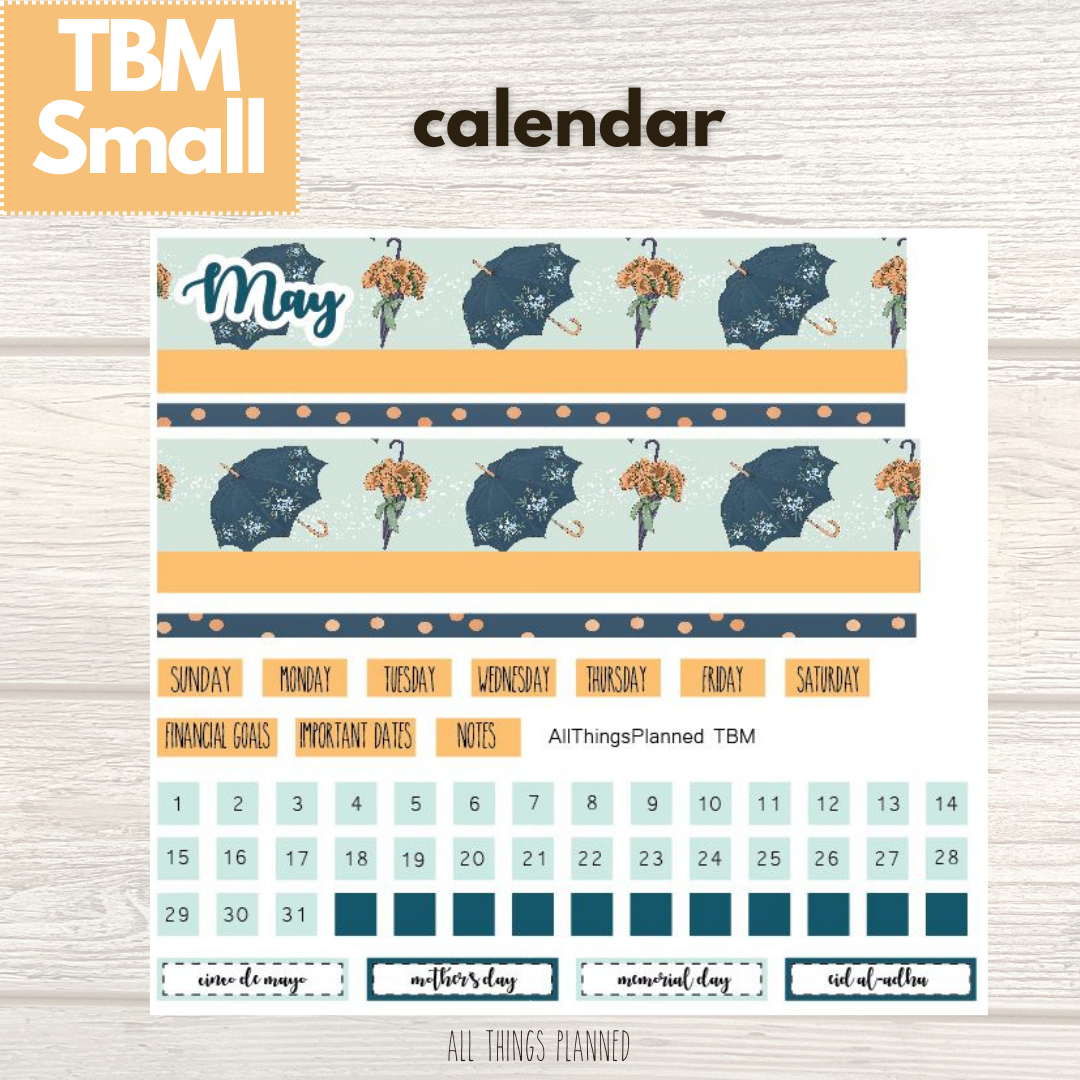 Small May (Golden Rain) Monthly Calendar