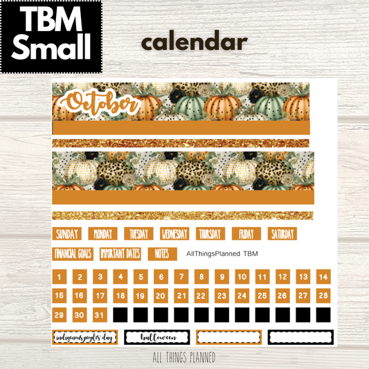 Small Oct. (Pumpkins) Monthly Calendar