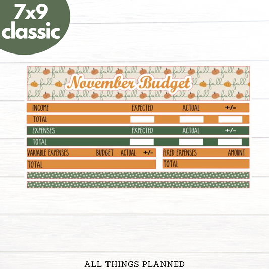 7x9 | Classic | Nov. (Boho Fall) Budget Kit