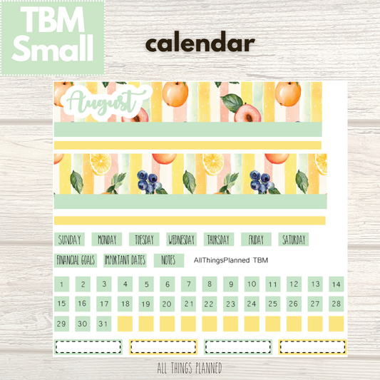 Small Aug. (Tutti Fruiti) Monthly Calendar