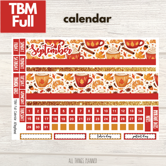 Full Sept. (Fall Latte) Monthly Calendar