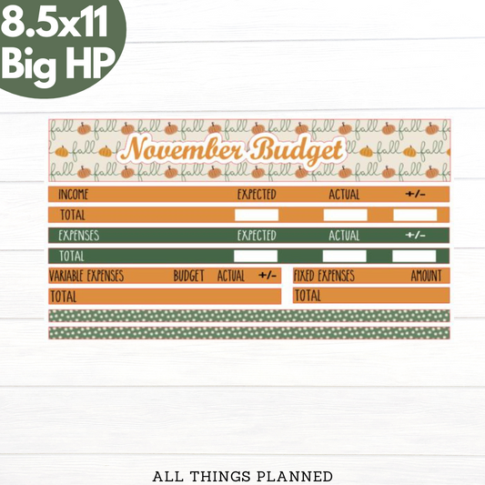 8.5x11 | Big | Nov. (Boho Fall) Budget Kit