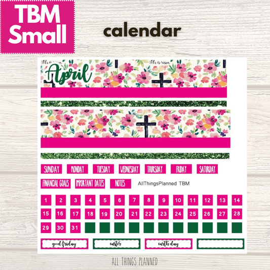 Small April (Risen) Monthly Calendar