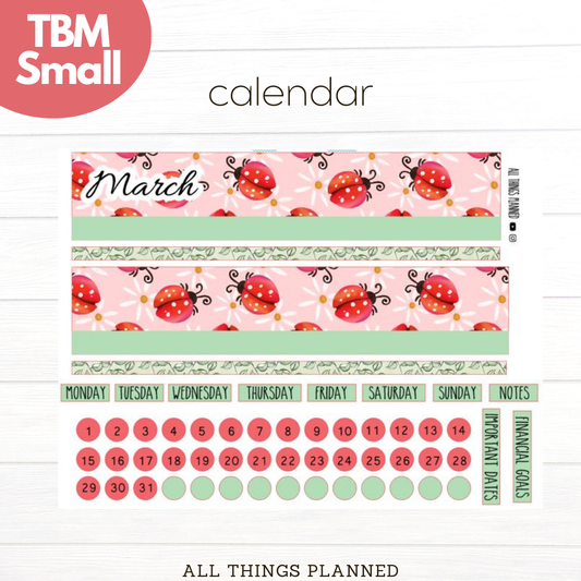 Small Mar. (Ladybugs) Monthly Calendar