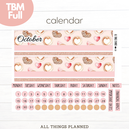 Full Oct (Pink Caffeine) Monthly Calendar