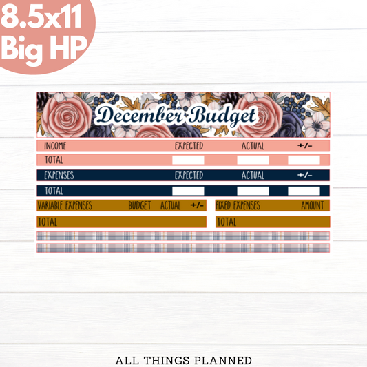 8.5x11 | Big | Dec. (Winter Roses) Budget Kit