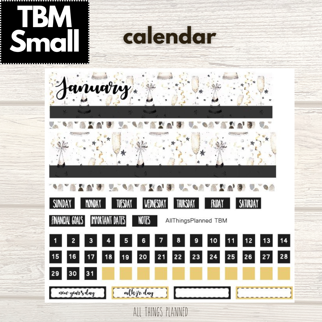 Small Jan. (New Year) Monthly Calendar