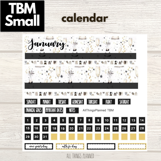Small Jan. (New Year) Monthly Calendar