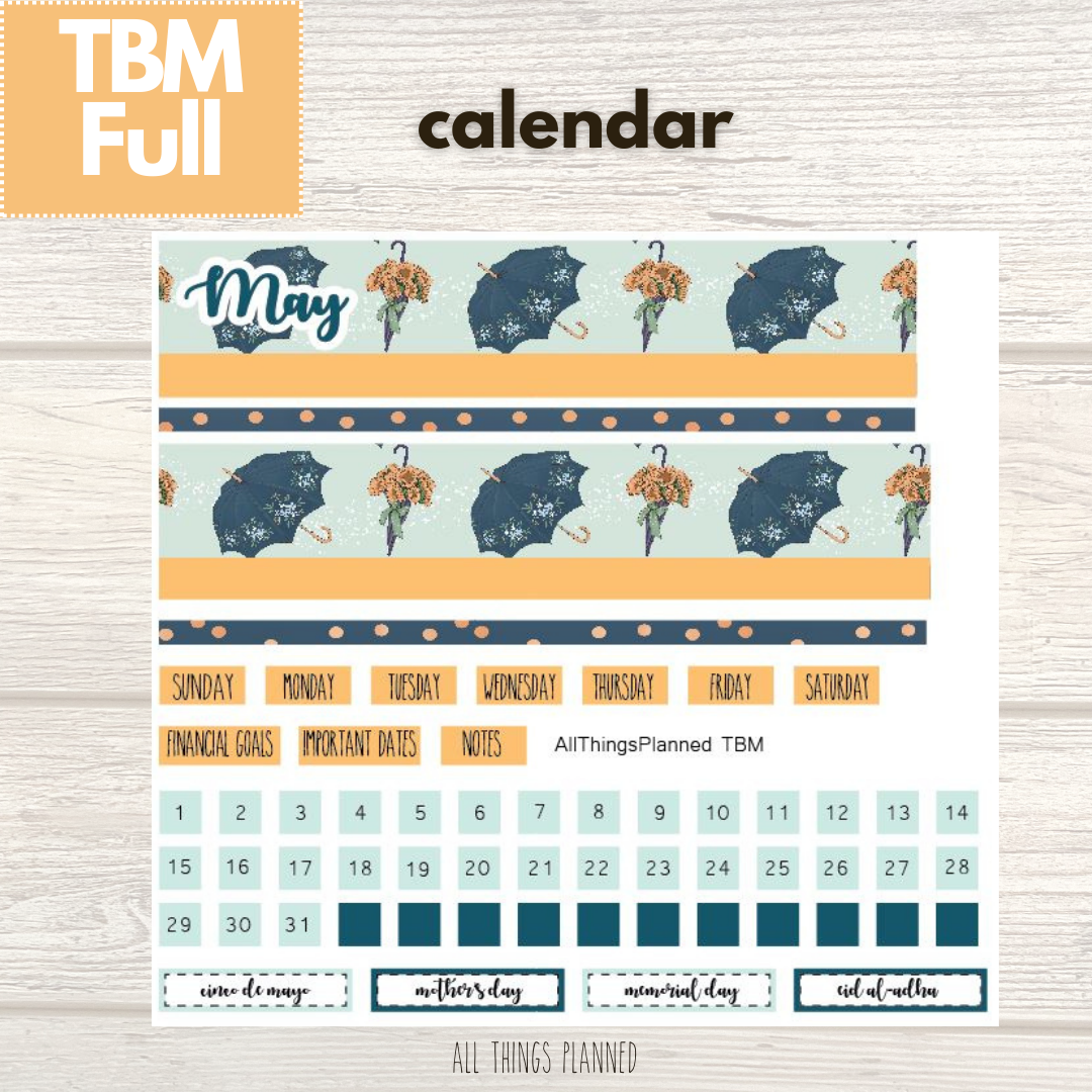 Full May (Golden Rain) Monthly Calendar