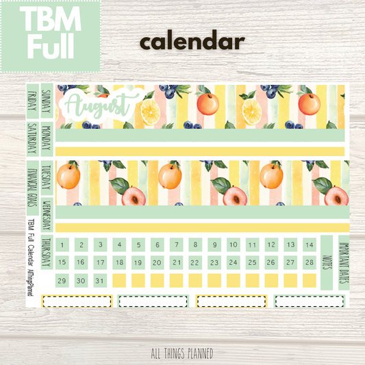 Full Aug. (Tutti Fruiti) Monthly Calendar