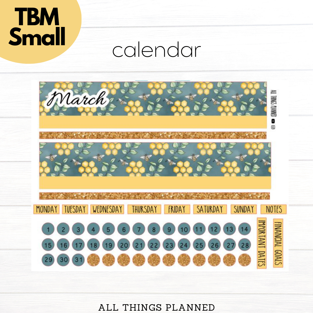 Small Mar. (Bumblebees) Monthly Calendar