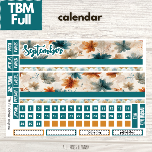 Full Sept. (Dreamy Fall) Monthly Calendar