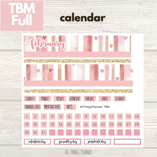 Full Feb. (Love Bliss) Monthly Calendar
