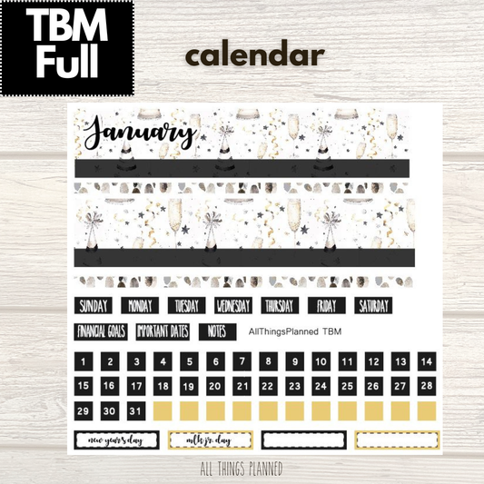Full Jan. (New Year) Monthly Calendar