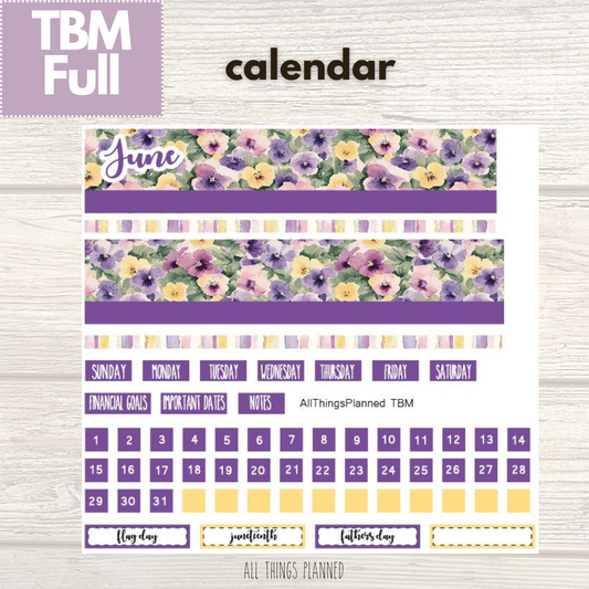 Full June (Summer Florals) Monthly Calendar