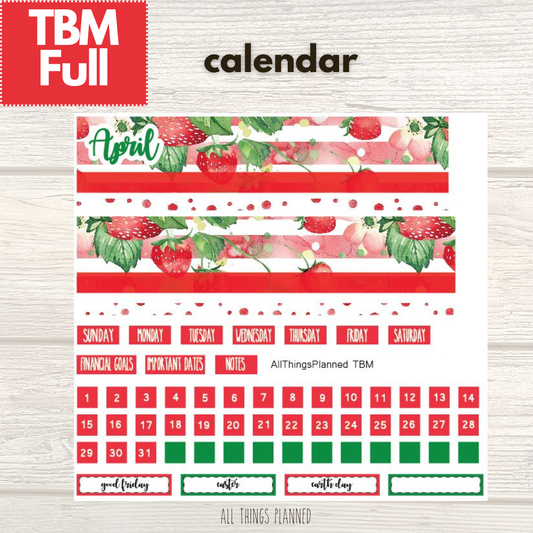 Full April (Strawberry Garden) Monthly Calendar