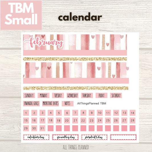 Small Feb. (Love Bliss) Monthly Calendar
