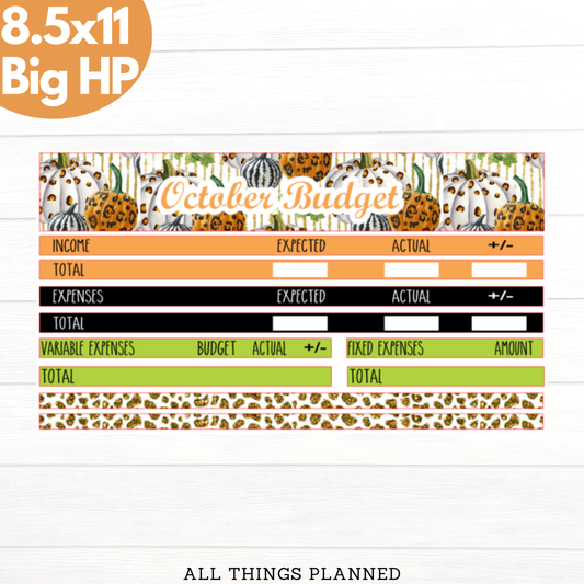 8.5x11 | Big | Oct. (Leopard Pumpkins) Budget Kit