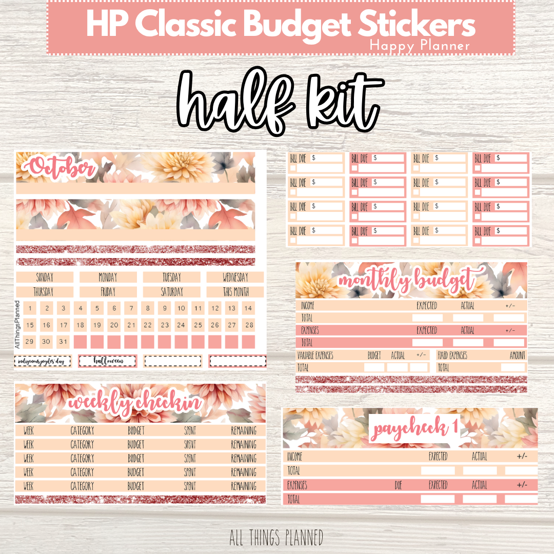 Classic Oct. (Fall Florals) HALF Budget Kit BUNDLE