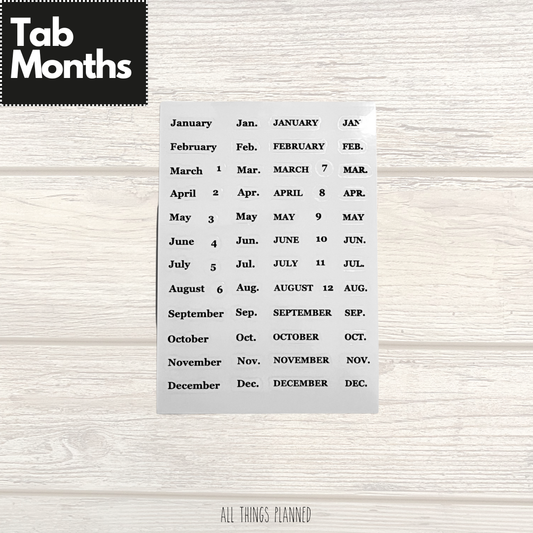 TAB Months of the Year Stickers