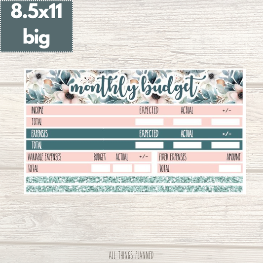 8.5x11 | Big | Feb. (Winter Florals) Budget Kit