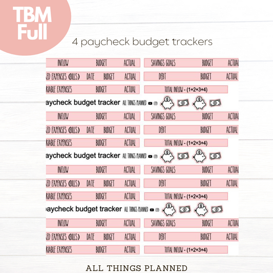 Full Oct (Pink Caffeine) Paycheck Budget Trackers