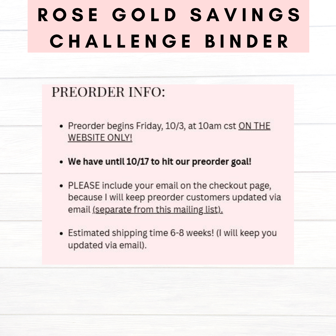 [PREORDER] 2026 Rose Gold Savings Challenge Binder (Bundle)
