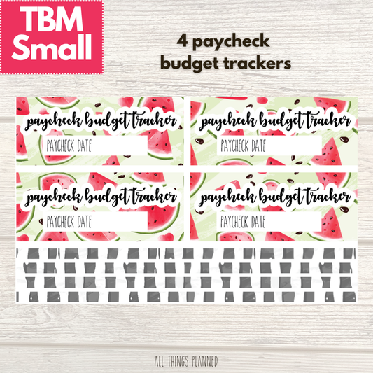Small July (Watermelon) Paycheck Budget Trackers