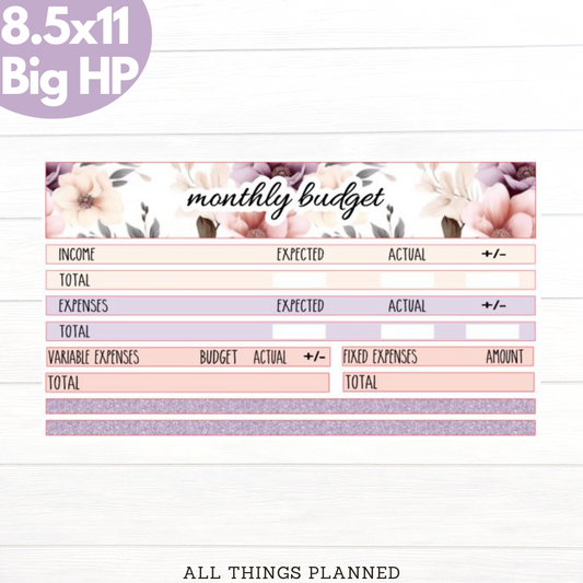 8.5x11 | Big | Apr. (Spring Florals) Budget Kit