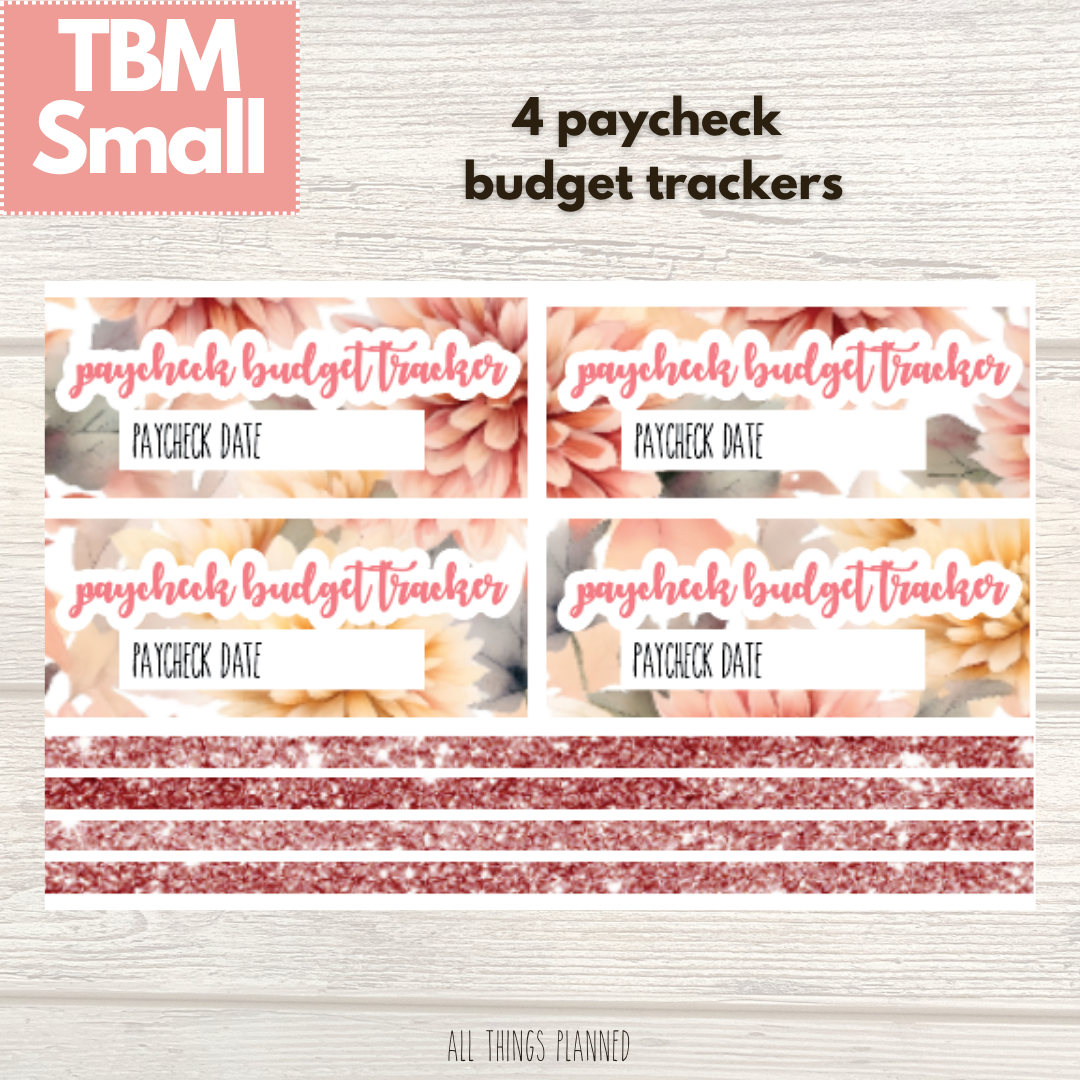 Small Oct. (Fall Florals) Paycheck Budget Trackers