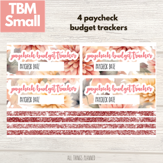 Small Oct. (Fall Florals) Paycheck Budget Trackers