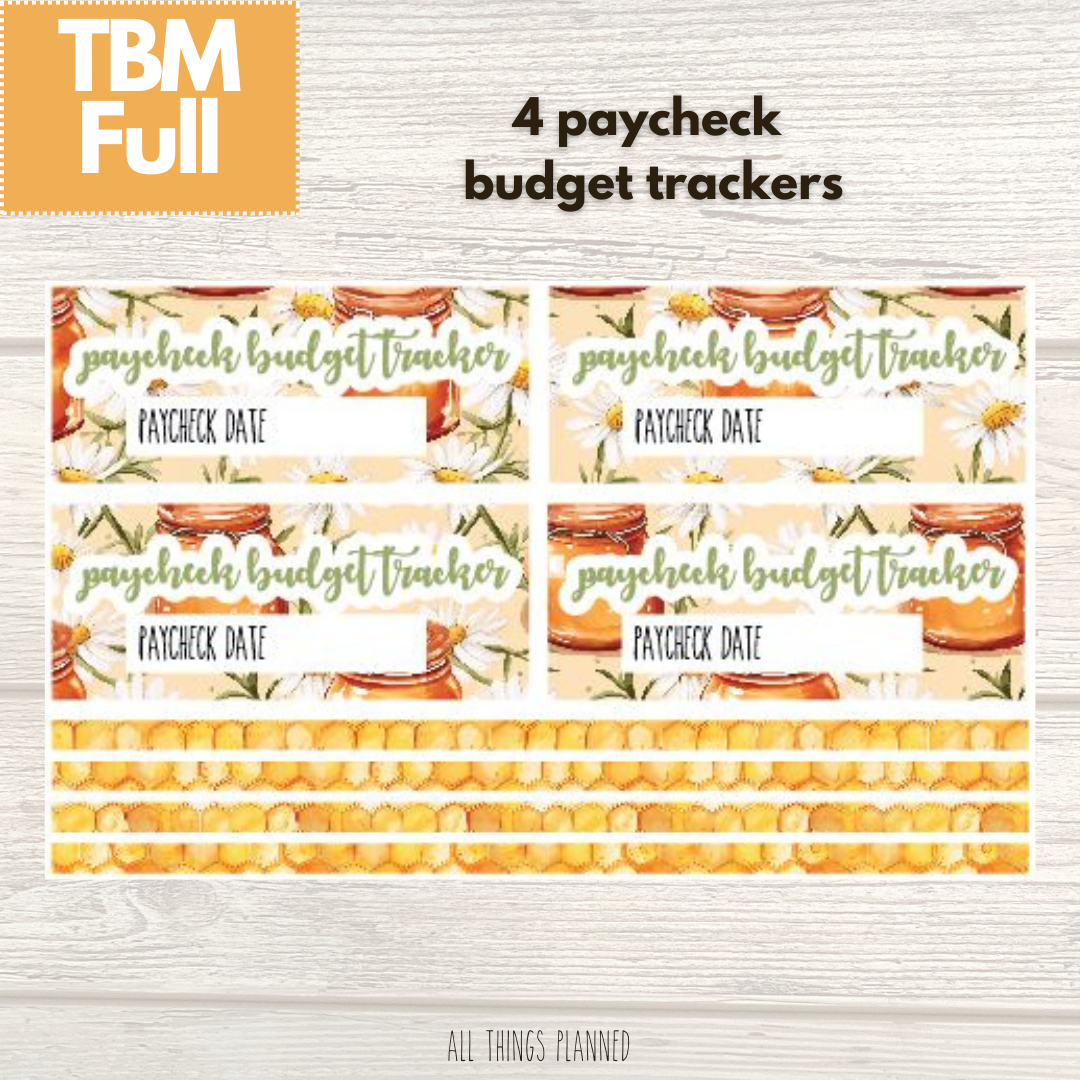 Full Mar. (Honey Jar) Paycheck Budget Trackers