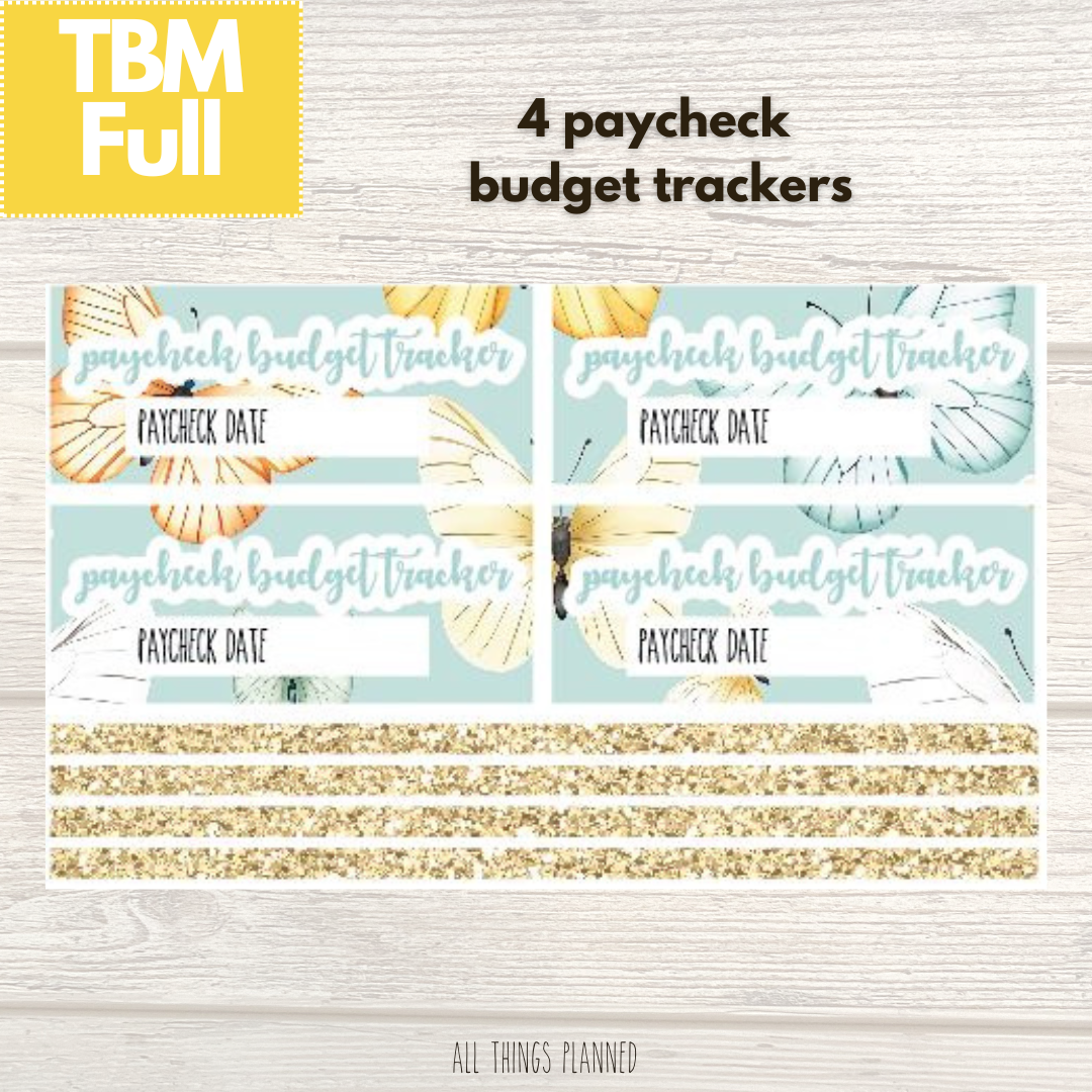Full Mar. (Butterflies) Paycheck Budget Trackers