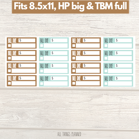 8.5x11 | Big | TBM FULL | Nov. (Thanksgiving) Bill Due Stickers