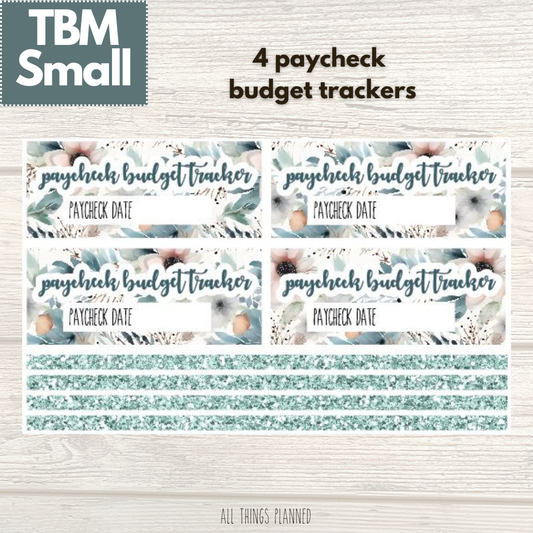 Small Feb. (Winter Florals) Paycheck Budget Trackers
