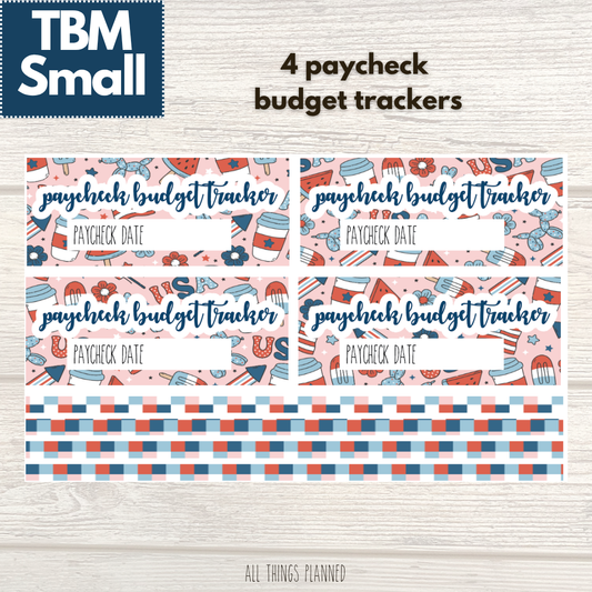 Small July (Happy 4th) Paycheck Budget Trackers