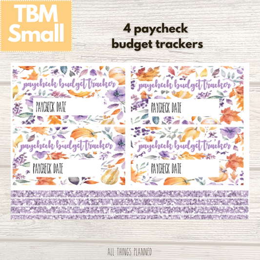 Small Nov. (Purple Harvest) Paycheck Budget Trackers