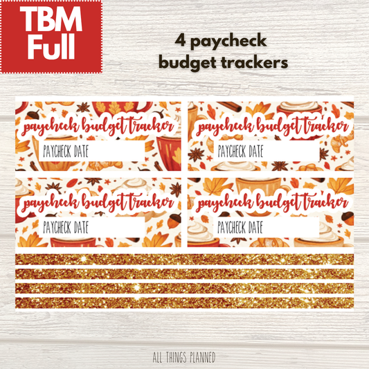 Full Sept. (Fall Latte) Paycheck Budget Trackers