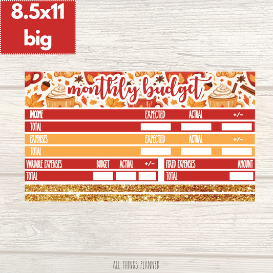 8.5x11 | Big | Sept. (Fall Latte) Budget Kit