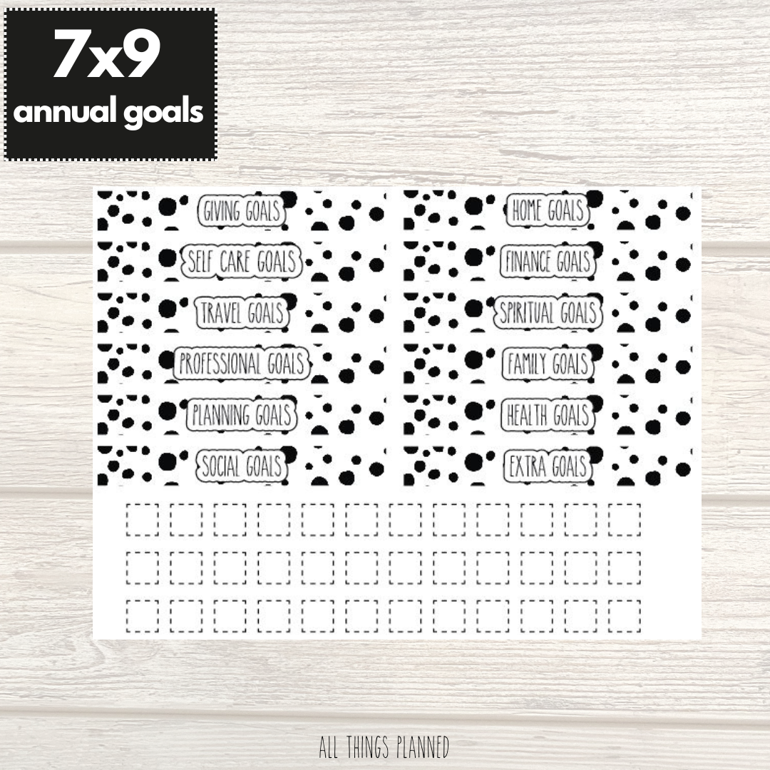 7x9 Annual Goals Sticker Sheet