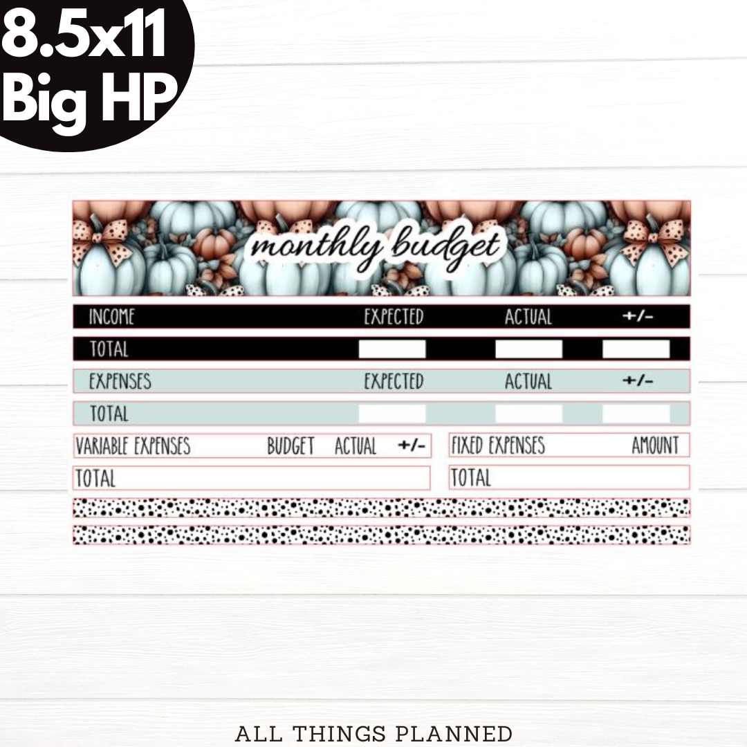 8.5x11 | Big | Oct (Pumpkins Bows) Budget Kit