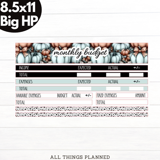 8.5x11 | Big | Oct (Pumpkins Bows) Budget Kit
