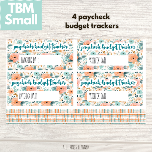 Small Aug. (Summer Bloom) Paycheck Budget Trackers