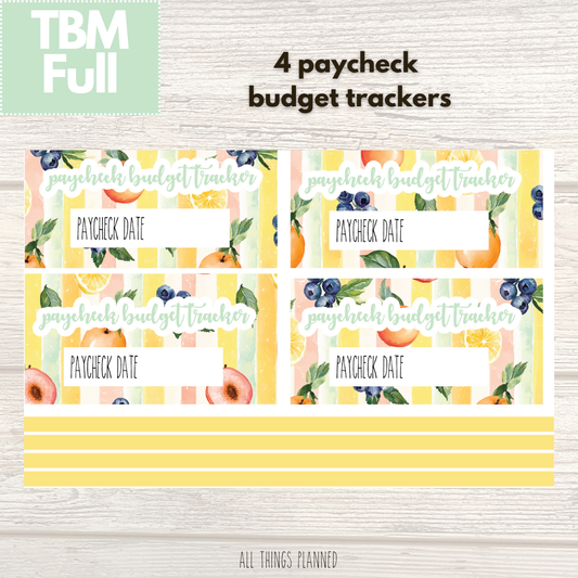Full Aug. (Tutti Fruiti) Paycheck Budget Trackers