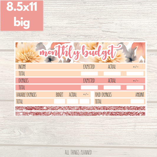 8.5x11 | Big | Oct. (Fall Florals) Budget Kit