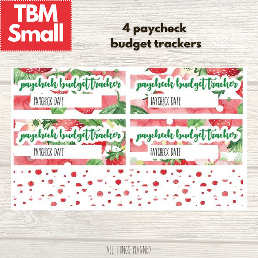 Small April (Strawberry Garden) Paycheck Budget Trackers