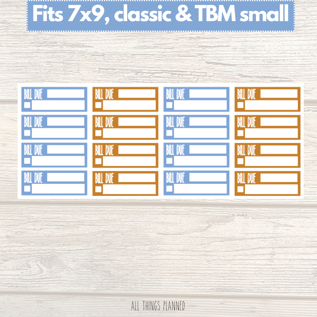 7x9 | Classic | TBM SMALL | Dec. (Cozy Cups) Bill Due Stickers